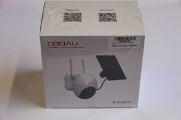 Three boxed as new COOAU PTZ battery-powered security cameras.