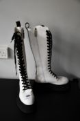A pair of pre-owned GCDS contrast sole knee boots in white (EU 39 - Good condition).