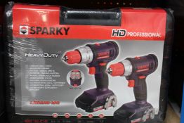 Three boxes of as new Sparky professional heavy duty drill sets.