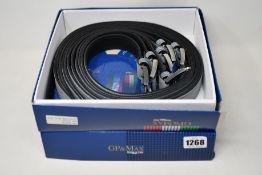 Twelve as new GP & Max grey leather belts (Assorted sizes).