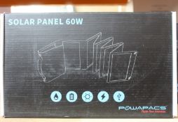 A boxed as new Powapacs Solar Panel 60W (Packaging damaged).