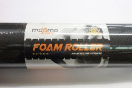 Six as new Maximo Fitness 15mm NBR exercise mats and ten as new Maximo Fitness large foam rollers.