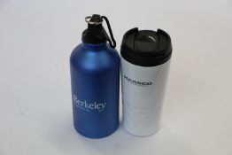 One hundred and fifty seven travel cups/mugs with lids (Various colours).