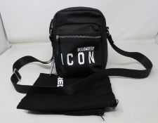 An as new Dsquared2 Icon logo-print messenger bag (RRP £270).