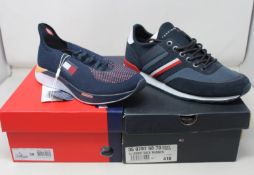 Two pairs of as new Tommy Hilfiger trainers; women's TS Elite 2 (EU 38) and TJ Iconic Sock Runner (