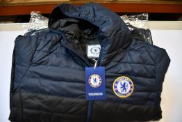 Four men's as new Official Chelsea F.C. padded jackets (L - RRP £60 each).
