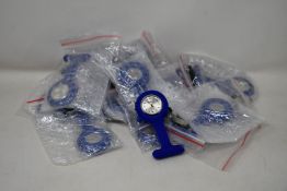 A quantity of as new Hosptrix nurses watches with blue silicon pin/strap (Approximately 110).