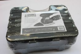 Five boxes of as new Sparky professional sanders (MP251) and ten packs of sparky sanding papers.