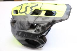 An as new Fox Sport drop frame helmet, size L (DAY GLO YLW).