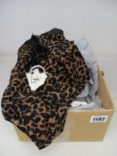 Twelve as new Love Stories Doris leopard print bodysuits with lace trim (Assorted sizes - RRP £73
