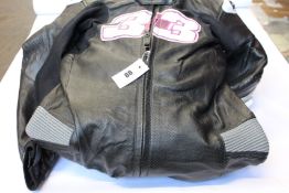 An as new 4SR motorcycle racing suit, custom made for Keith Farmer 33 (Black leather).