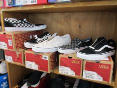 Five pairs of assorted as new Vans canvas sneakers.
