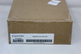 A boxed as new Focusrite Scarlett 2i2 (Third-Generation 2-In, 2 Out USB Audio Interface).