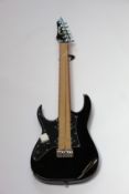 An as new Harley Benton left handed electric guitar in black.