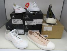 Five pairs of assorted as new Converse sneakers.