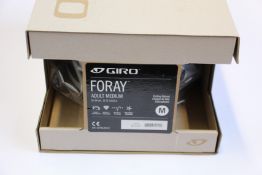 Two GIRO Foray Cycling Helmets in matt white/silver and matt black/white (Adult medium, 55-59cm).