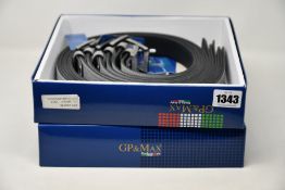 Twelve as new GP & Max grey leather belts (Assorted sizes).