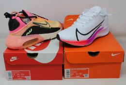 Two pairs of women's as new Nike trainers; Air zoom Pegasus 37 (UK 6) and Air Max 2090 (UK 5).