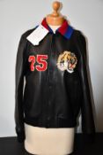 A men's as new Gucci Black Tiger embroidered leather bomber (Size 48 RRP £2,861).