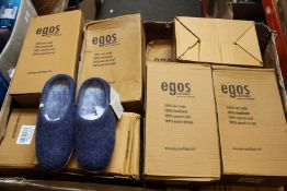 Eighteen pairs of as new Egos Copenhagen slippers (Assorted colours/sizes).