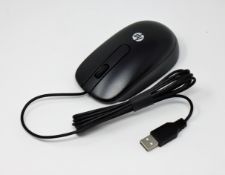A quantity of as new HP USB Optical Mice in Black (Approx. 90 units) (P/N: 672654-001 M/N: