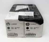 Two boxed as new HP CF283A 83A LaserJet Black Toner Cartridges (Boxes sealed, some damage to outer
