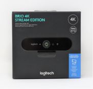 A boxed as new Logitech Brio 4K Stream Edition Webcam (Box sealed, some damage to box).