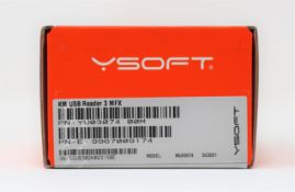 Five boxed as new YSoft 3 MFX USB Card Readers (P/N: YU03074 00M) (Boxes sealed).