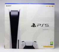 A boxed as new Sony PlayStation 5 games console with 825GB storage in white (model: CFI-1116A) (some