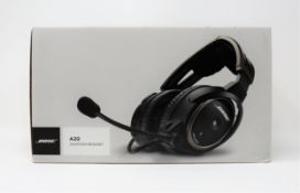 A boxed as new Bose A20 Aviation Headset (M/N: 324843-2020 EL, G-A, BATT PWR) (Box sealed, some