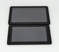A pre-owned Fire HD 8 (10th Generation) in Black and an Amazon Kindle Fire 7 in Black.