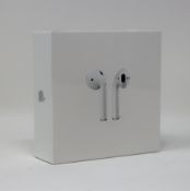 A boxed as new pair of Apple AirPods 2nd Gen with Charging Case (M/N: MV7N2ZM/A A2032/A2031/