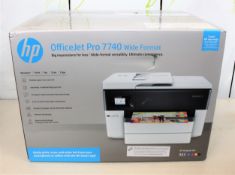 A boxed as new HP OfficeJet Pro 7740 Wide Format All-in-One Printer (Box sealed, some damage to