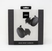 A boxed as new pair of Bose Sport Earbuds in Black (Box sealed).