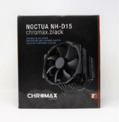 A boxed as new Noctua NH-D15 CPU cooler in chromax black (box damaged).