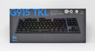 A boxed as new Logitech G915 TKL keyboard with GL tactile switches (US international layout) in