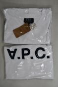 Six as new A.P.C. VPC logo T-shirts in white (All S - RRP £49 each).