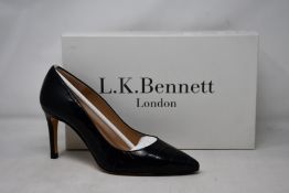 A pair of as new L.K.Bennett Floret shoes in teal croc effect (EU 38 - RRP £229).
