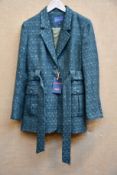A woman's as new Really Wild London belted tweed jacket in Khaki/Silver (Size 14 - RRP £395).