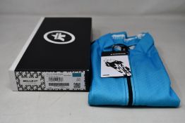 An as new Assos Mille GT C2 Shifter short sleeve cycling jersey in hydro blue (XXL).