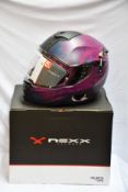 A boxed as new NEXX SX.100 MT helmet in Toxic Aubergine (Size: S).