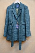 A woman's as new Really Wild London belted tweed jacket in Khaki/Silver (Size 16 - RRP £395).