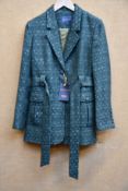 A woman's as new Really Wild London belted tweed jacket in khaki/silver (Size 10 - RRP £395).