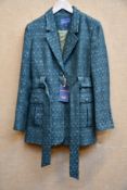 A woman's as new Really Wild London belted tweed jacket in Khaki/Silver (Size 14 - RRP £395).