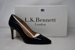 A pair of as new L.K.Bennett Floret shoes in teal croc effect (EU 38 - RRP £229).