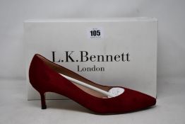 A pair of as new L.K.Bennett Audrey shoes in dark red suede (EU 38 - RRP £229).