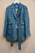 A woman's as new Really Wild London belted tweed jacket in Khaki/Silver (Size 12 - RRP £395).