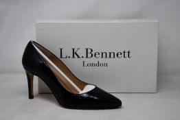 A pair of as new L.K.Bennett Floret shoes in teal croc effect (EU 37 - RRP £229).