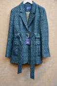 A woman's as new Really Wild London belted tweed jacket in Khaki/Silver (Size 12 - RRP £395).