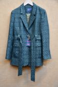 A woman's as new Really Wild London belted tweed jacket in Khaki/Silver (Size 12 - RRP £395).
